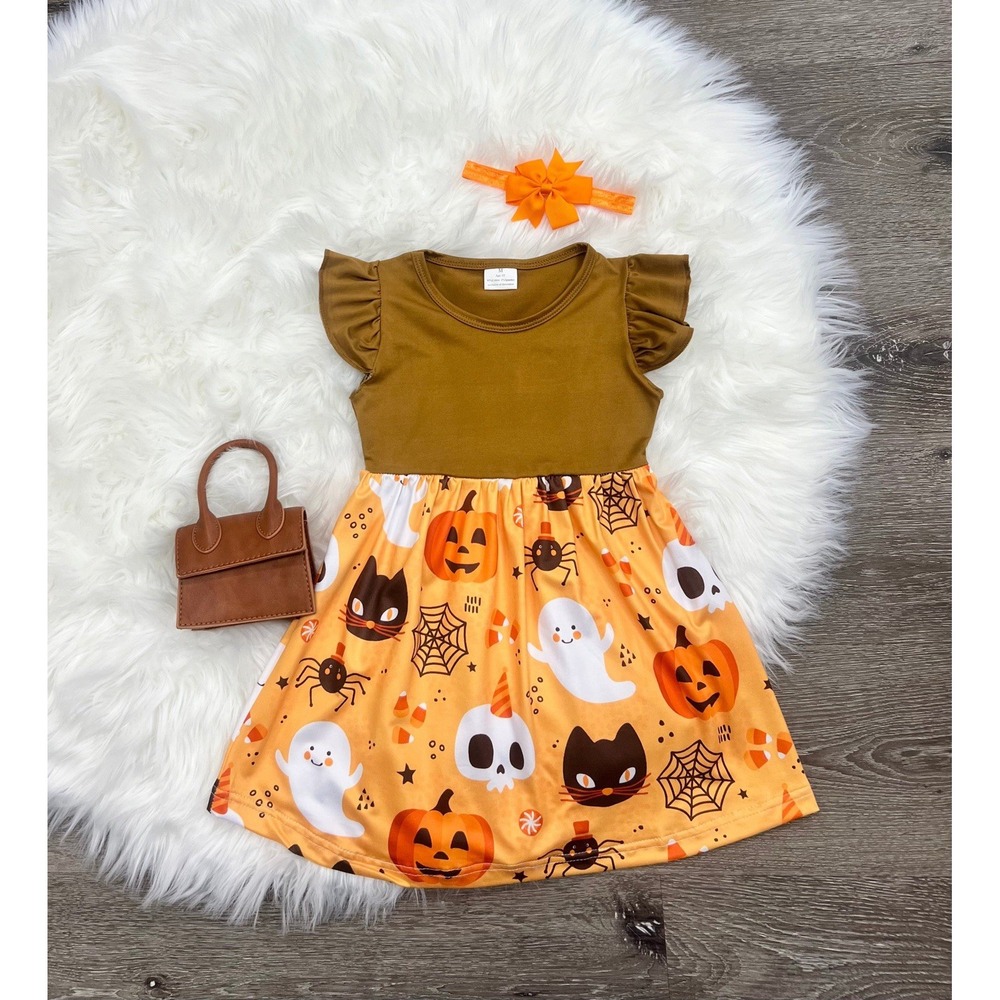 Halloween Friends Girls Boutique Holiday‎ Fall Short Sleeve Dress Size 6/7